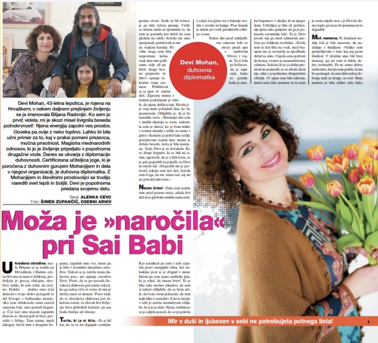 Devi Mohan interview for Zarja, Slovenia